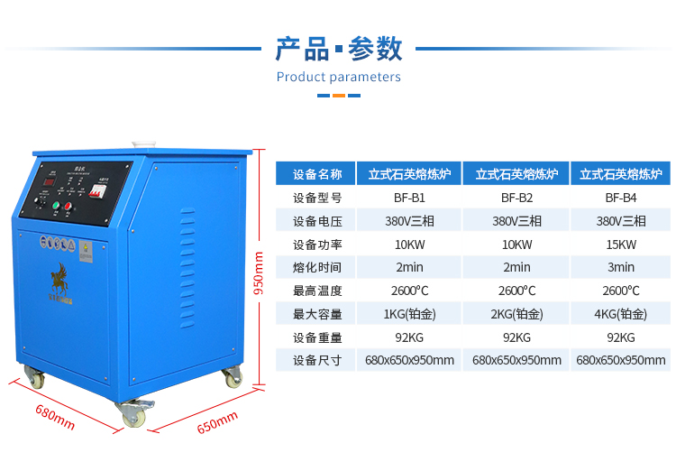 鉑金熔煉爐產品參數
